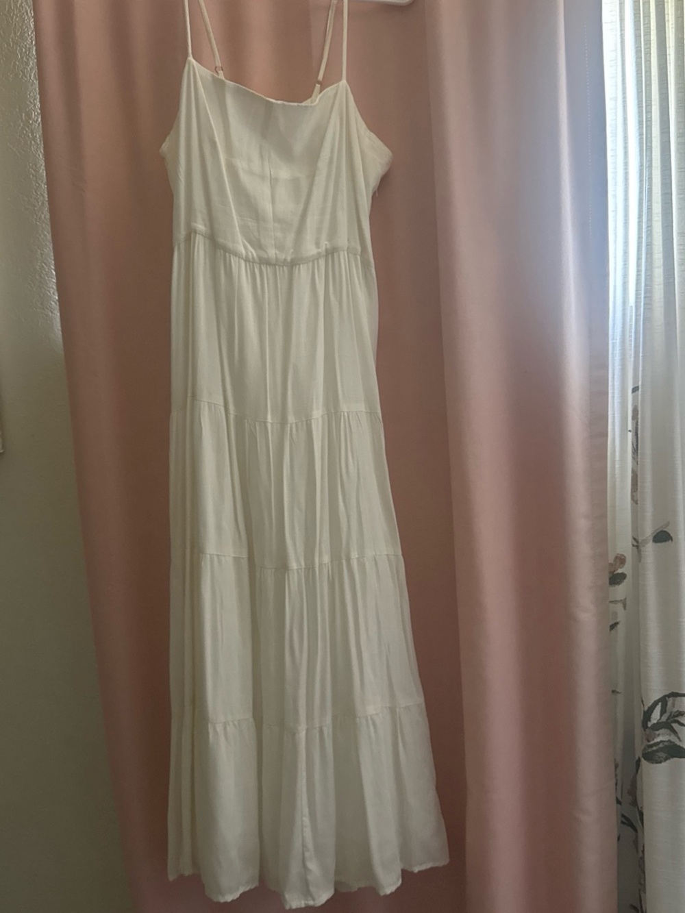 Chelsea & Violet Cream Tiered Maxi Dress with Spaghetti Straps